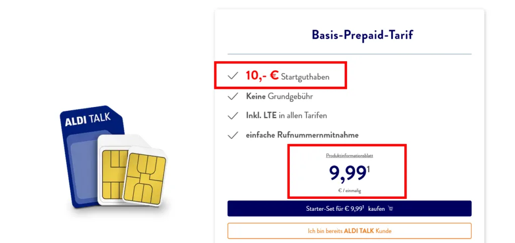 Prepaid Freikarte bei ALDI Talk